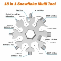 Cheie multifunctionala, tip breloc, 18 in 1, forma de fulg, metal, argintiu Vivo 18MT-SILVER